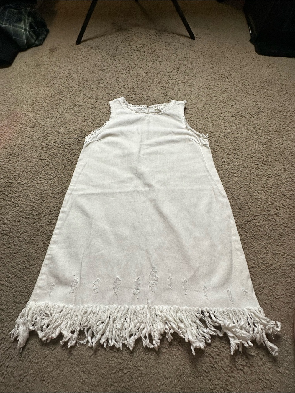 HAYDEN Los Angeles White Fringe HEM Distressed Sleeveless Dress Medium